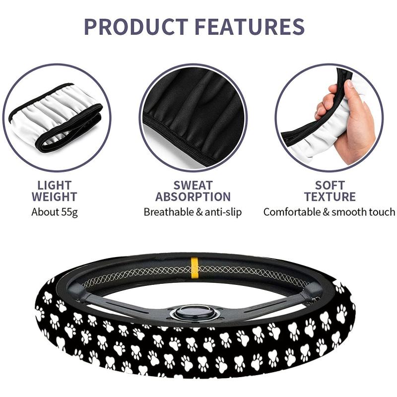 1pc Dog Paw Print Steering Wheel Cover