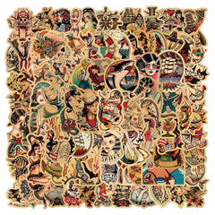 100pcs Retro Girl Graffiti Waterproof Stickers for Computers Water Bottles