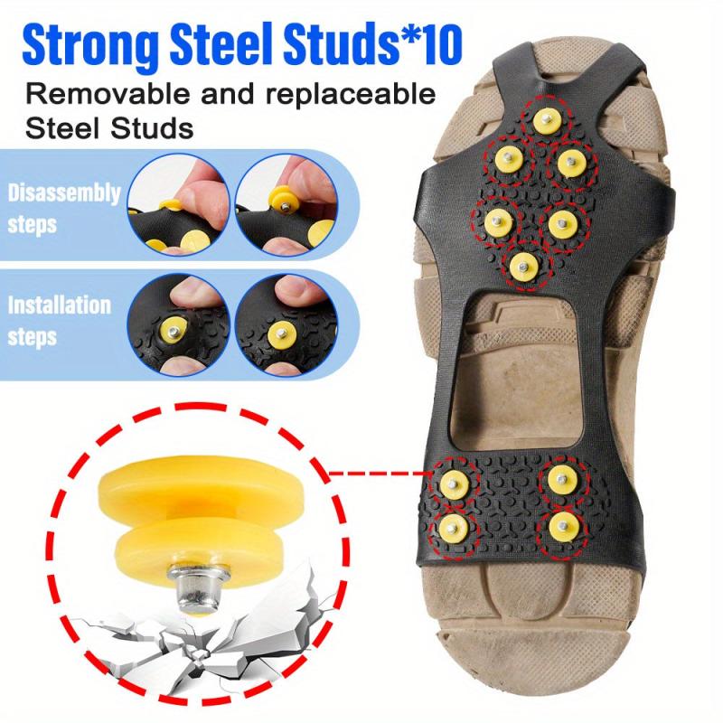 10 Studs Anti-Skid Ice Snow Gripper Spike Winter Climbing Anti Slip Ice Spikes
