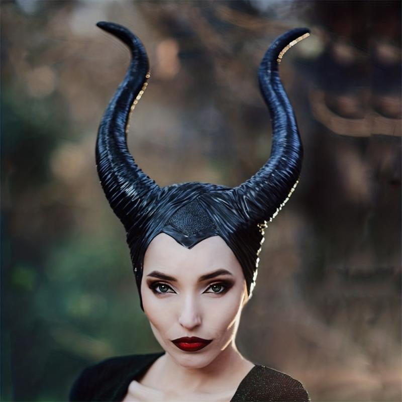 Ox Horns Witch Hat Headpiece Queen Cosplay Women Halloween Costume