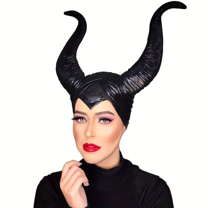 Ox Horns Witch Hat Headpiece Queen Cosplay Women Halloween Costume