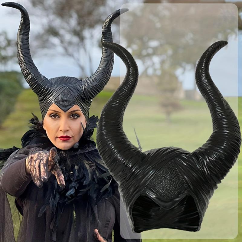 Ox Horns Witch Hat Headpiece Queen Cosplay Women Halloween Costume