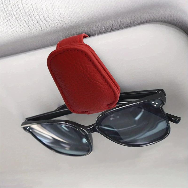 Magnetic Leather Sunglasses Clip Car Visor Holder