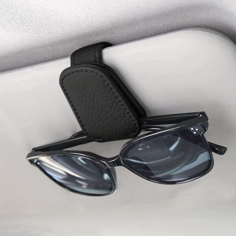 Magnetic Leather Sunglasses Clip Car Visor Holder