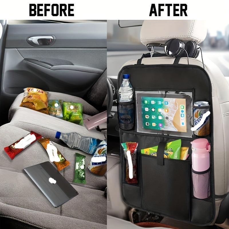Car Seat Back Storage Bag Organizer Anti-Kick Oxford Cloth Universal Fit