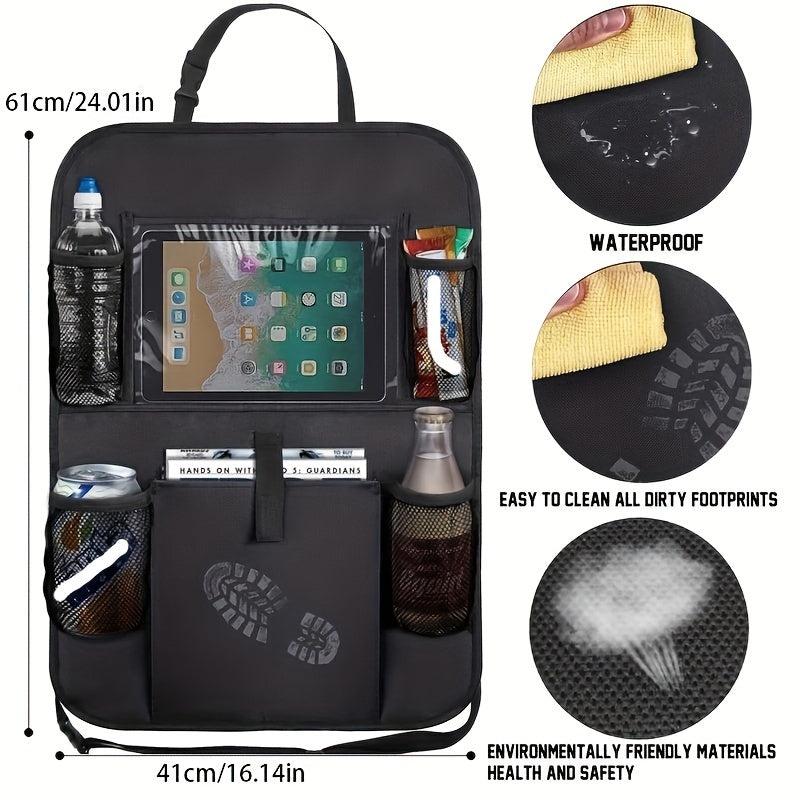 Car Seat Back Storage Bag Organizer Anti-Kick Oxford Cloth Universal Fit