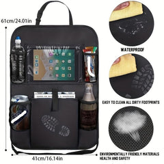Car Seat Back Storage Bag Organizer Anti-Kick Oxford Cloth Universal Fit