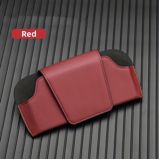 Car Sun Visor Glasses Box Sunglasses Storage Box PU Leather Glasses Clip