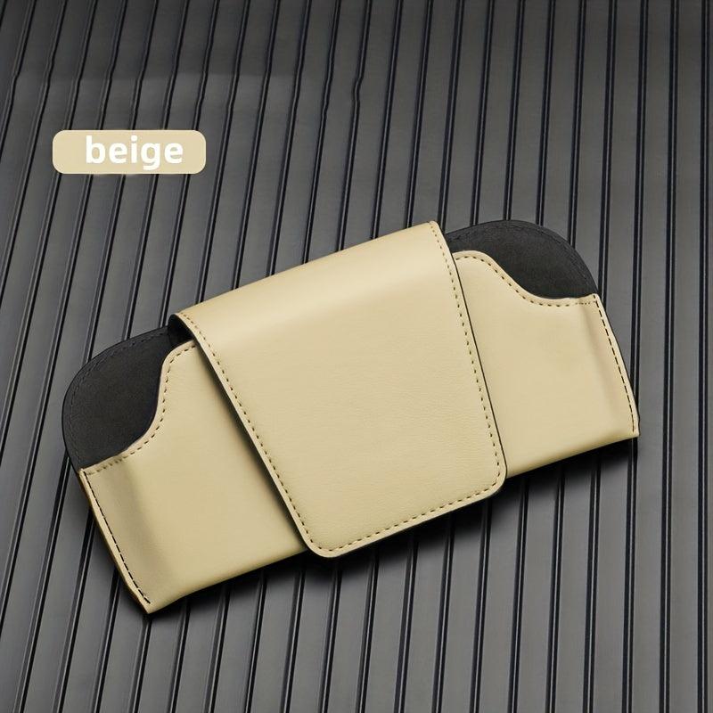 Car Sun Visor Glasses Box Sunglasses Storage Box PU Leather Glasses Clip