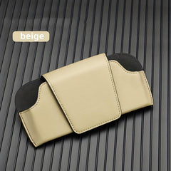 Car Sun Visor Glasses Box Sunglasses Storage Box PU Leather Glasses Clip