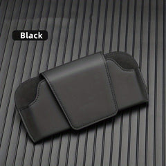 Car Sun Visor Glasses Box Sunglasses Storage Box PU Leather Glasses Clip