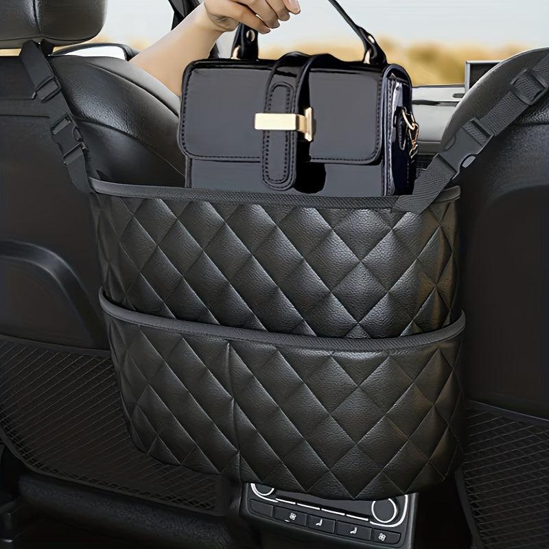 Car Organizer Mesh Bag Between Seats with Back Pocket