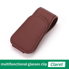 Car Visor Sunglass Holder Magnetic PU Leather Glasses Eyeglass Hanger Clip