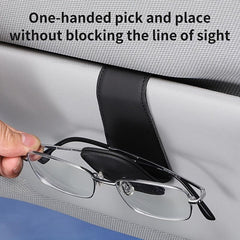 Car Visor Sunglass Holder Magnetic PU Leather Glasses Eyeglass Hanger Clip