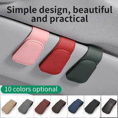 Car Visor Sunglass Holder Magnetic PU Leather Glasses Eyeglass Hanger Clip