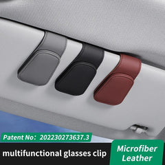 Car Visor Sunglass Holder Magnetic PU Leather Glasses Eyeglass Hanger Clip