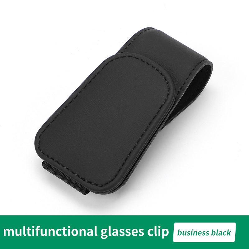 Car Visor Sunglass Holder Magnetic PU Leather Glasses Eyeglass Hanger Clip