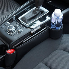 Car Faux Leather Seat Gap Storage Box Cup Holder Auto Center Console