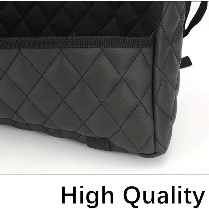1pc Car Storage Bag Between Front Seats Faux Leather Removable Durable