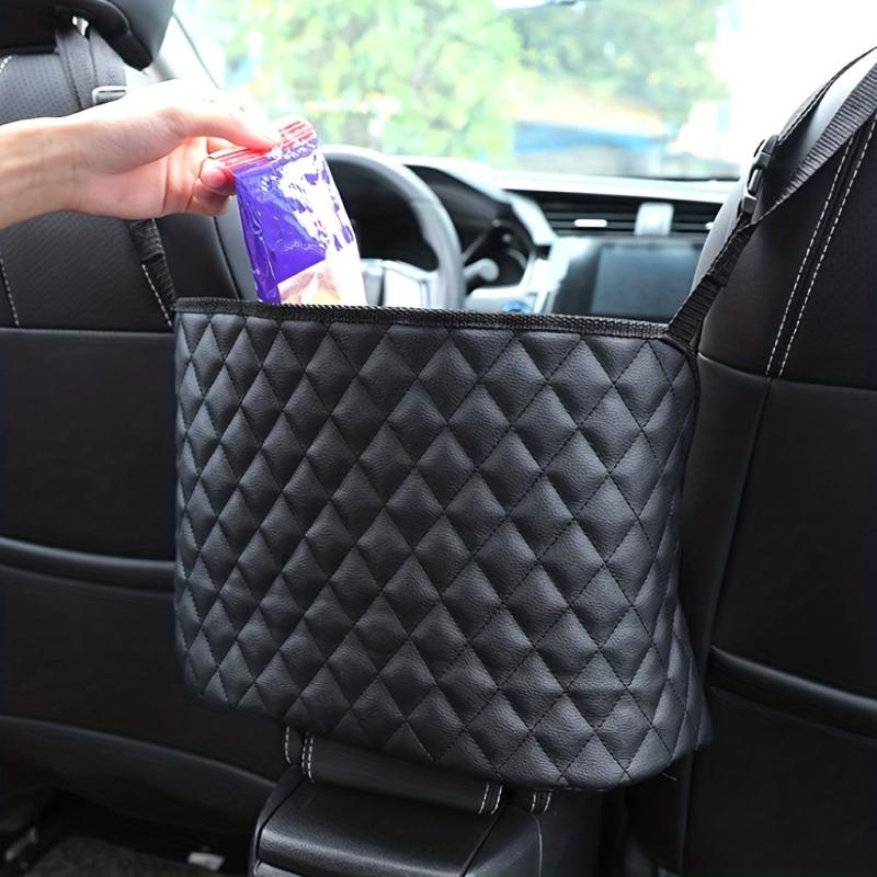 1pc Car Storage Bag Between Front Seats Faux Leather Removable Durable