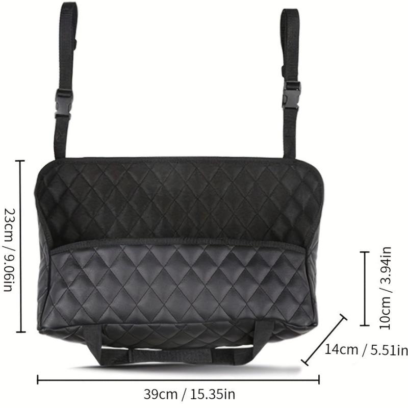 1pc Car Storage Bag Between Front Seats Faux Leather Removable Durable