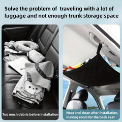 Car Ceiling Cargo Net Pocket Double Layer Mesh Roof Storage Organizer