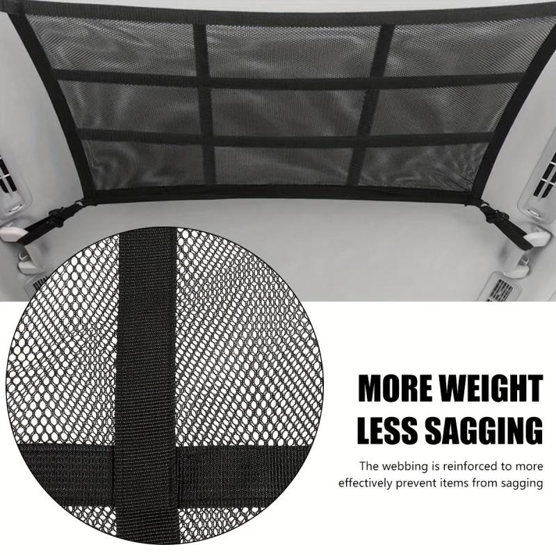 Car Ceiling Cargo Net Pocket Double Layer Mesh Roof Storage Organizer