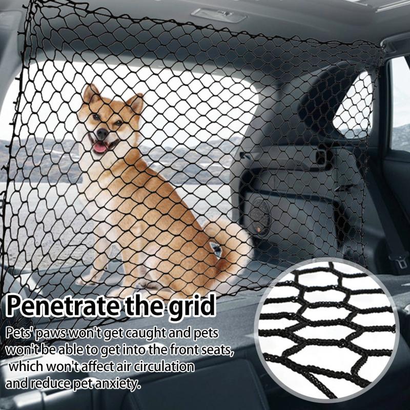 Car Dog Barrier Net With Hooks Durable Reusable Foldable Car Dog Fence Barrier
