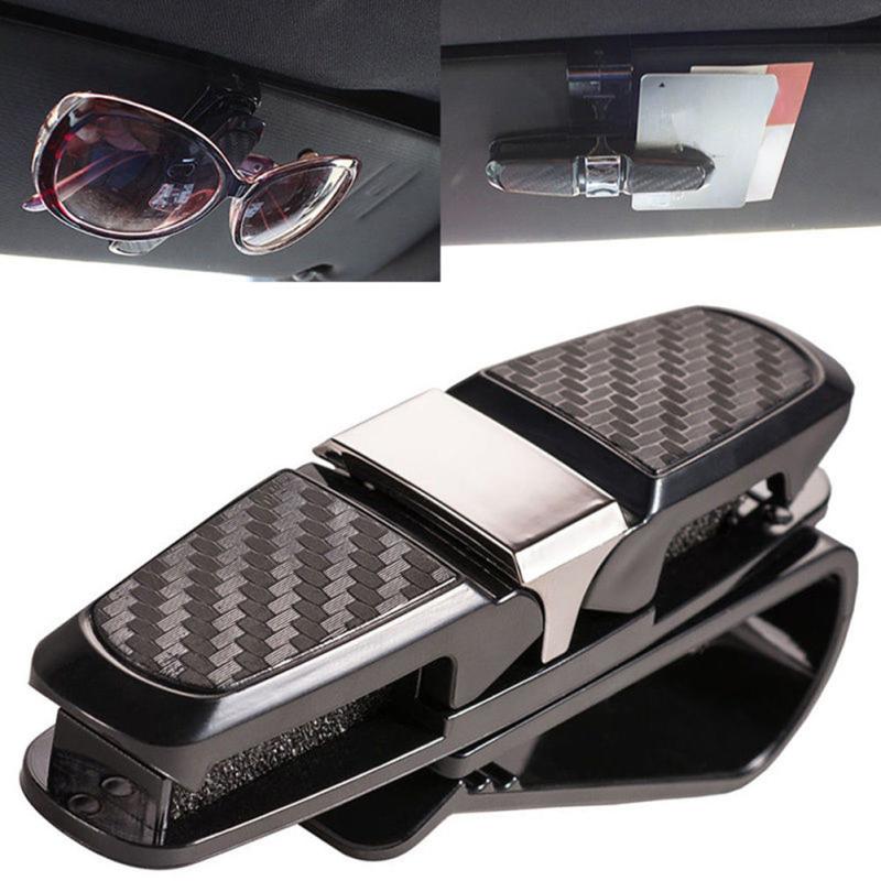 2pcs Car Sun Visor Glasses Holder Box Sunglasses Clip Ticket Pen Case