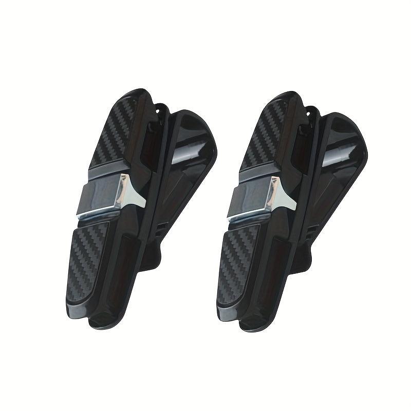 2pcs Car Sun Visor Glasses Holder Box Sunglasses Clip Ticket Pen Case