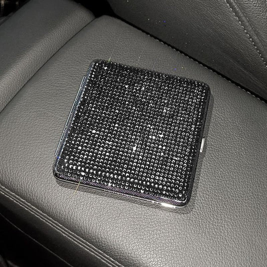 Rhinestone Ladies' Cigarette Case, Ultra-thin Stainless Steel