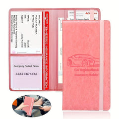 Car Registration & Insurance Card Holder PU Leather Organizer