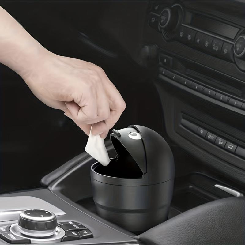 Car Trash Bin Portable Mini Swing Lid Storage Bucket In-Car Use