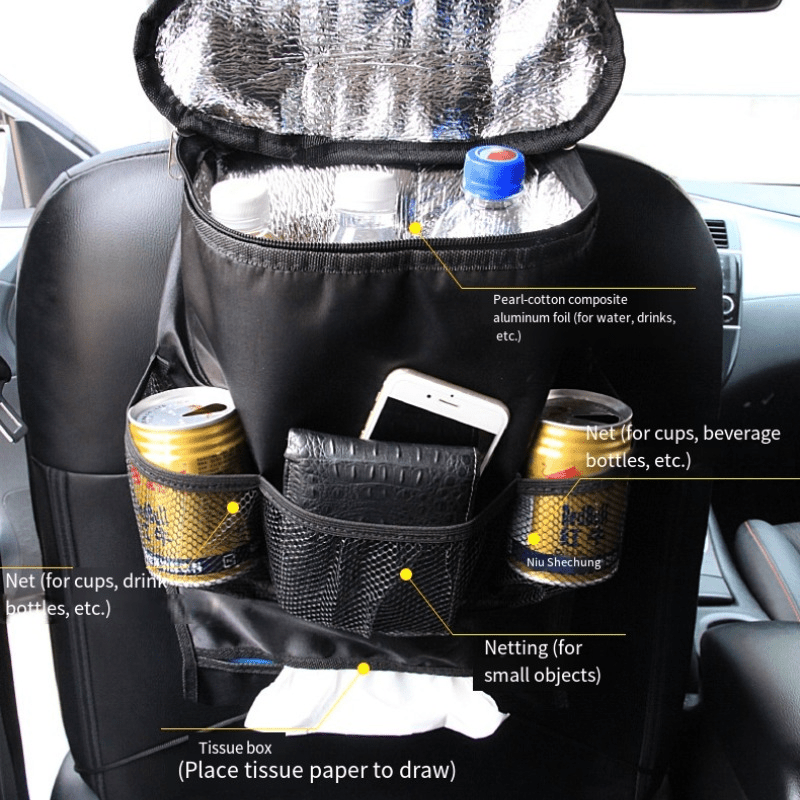 Car Back Ice Pack & Storage Bag Insulated Cooling/Heating Chair Organizer