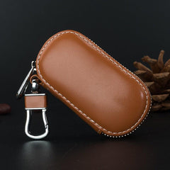 Smooth Faux Leather Car Key Bag Cover Zipper Business Key Case