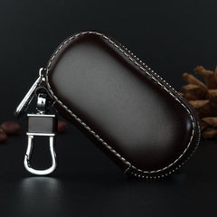Smooth Faux Leather Car Key Bag Cover Zipper Business Key Case
