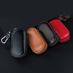 Smooth Faux Leather Car Key Bag Cover Zipper Business Key Case