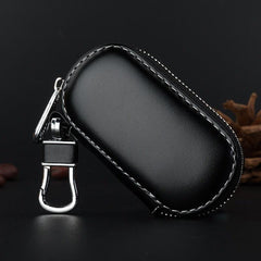 Smooth Faux Leather Car Key Bag Cover Zipper Business Key Case