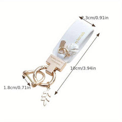 Leaf Shell Pendant Keychain PU Leather Key Ring for Women Men