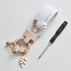 Leaf Shell Pendant Keychain PU Leather Key Ring for Women Men