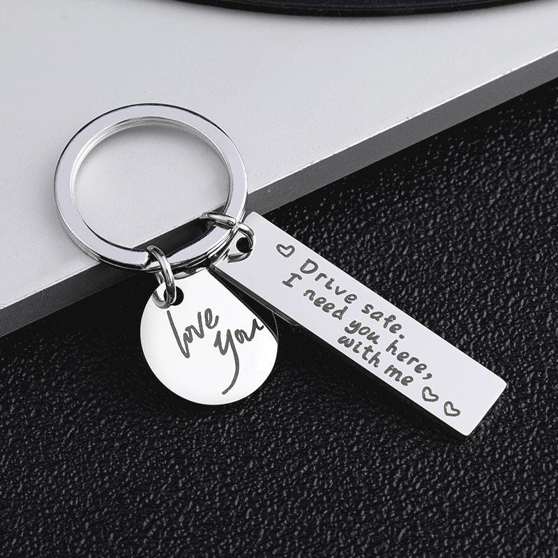 Couple Key Chain Safe Driving Stainless Steel