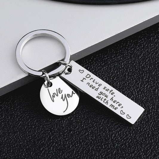 Couple Key Chain Safe Driving Stainless Steel