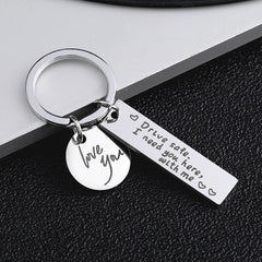 Couple Key Chain Safe Driving Stainless Steel
