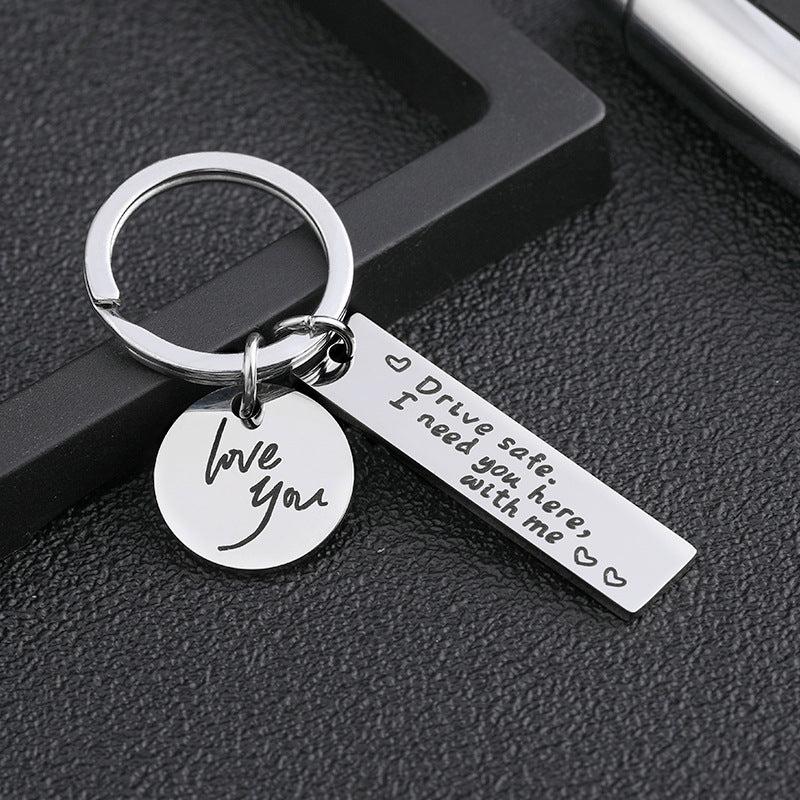 Couple Key Chain Safe Driving Stainless Steel