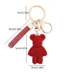 Inlay Artificial Diamond Bear Car Keychain