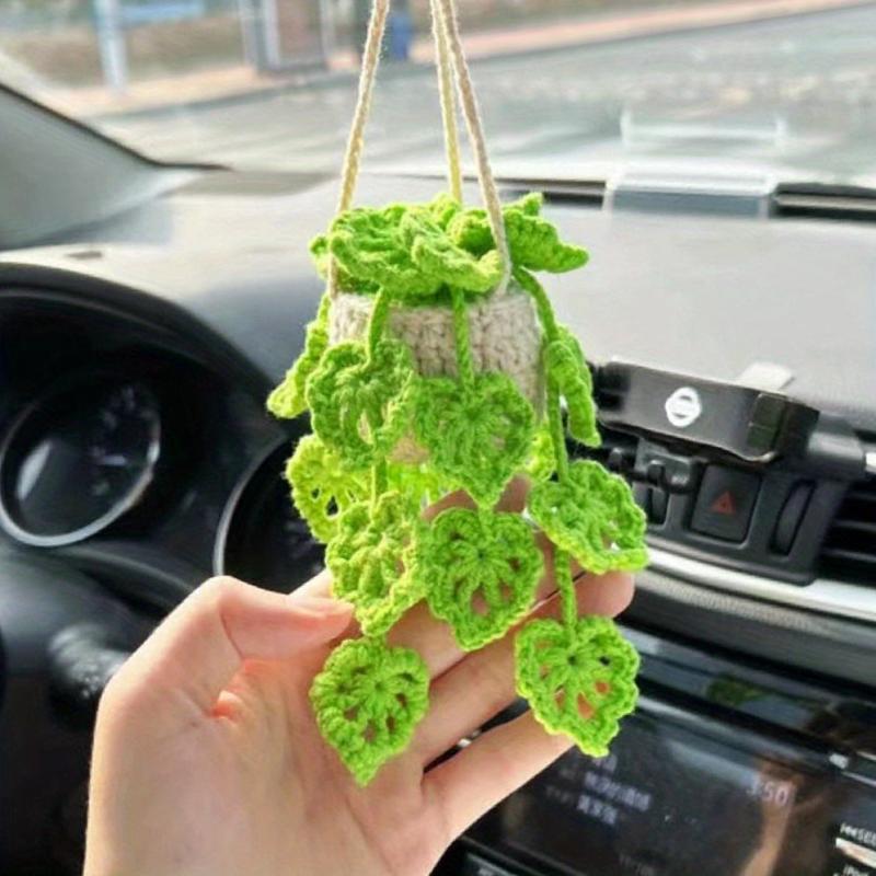 Crochet Orchid Pendant for Car Decor