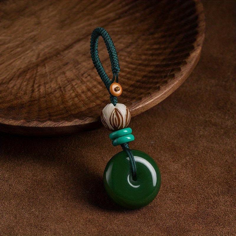 Lucky Jade Buckle Keychain 8cm Jade Keychain Bag Charm Holiday Gift