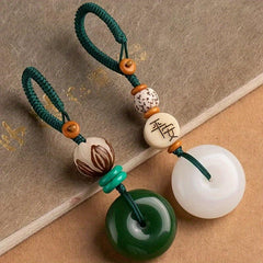 Lucky Jade Buckle Keychain 8cm Jade Keychain Bag Charm Holiday Gift