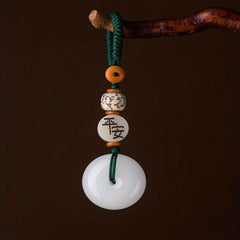 Lucky Jade Buckle Keychain 8cm Jade Keychain Bag Charm Holiday Gift