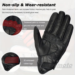 MJMOTO Summer Motorcycle Gloves Leather Men Touch Screen Breathable